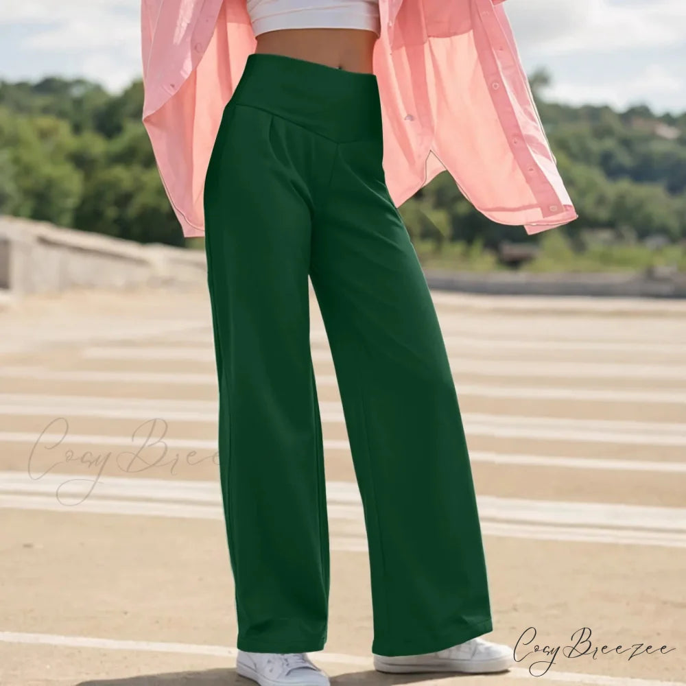 Wide Leg Yoga Pants Dark Green / S pants-241228