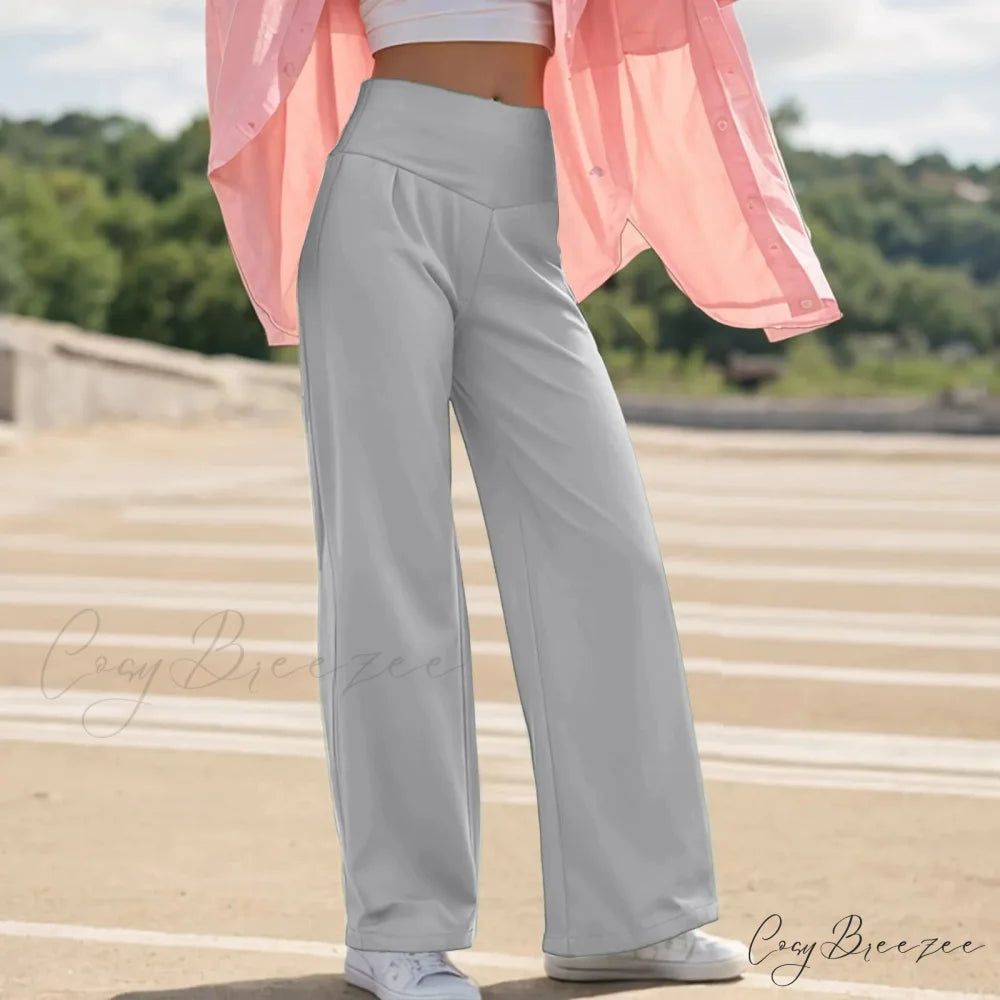 Wide Leg Yoga Pants Light Gray / S pants-241228