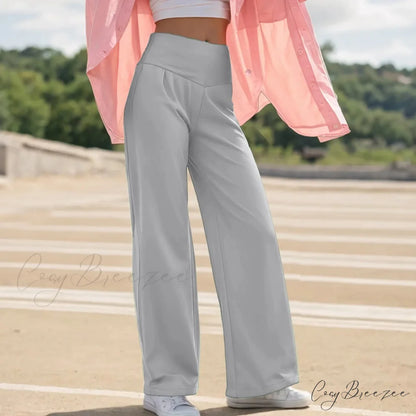 Wide Leg Yoga Pants Light Gray / S pants-241228