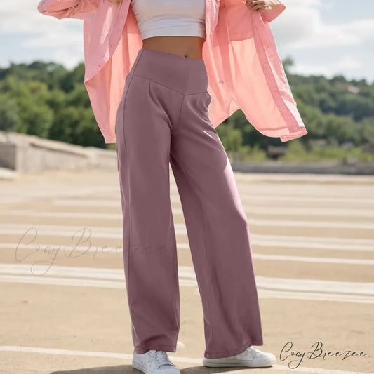 Wide Leg Yoga Pants Red / S pants-241228