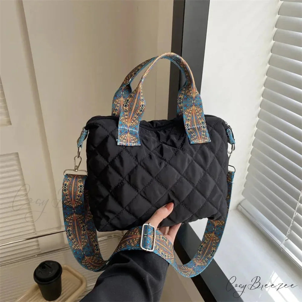 Wide Shoulder Belt Large Capacity Shopping Handbag Black / 22.5x10.5x19.5cm handbag-250126