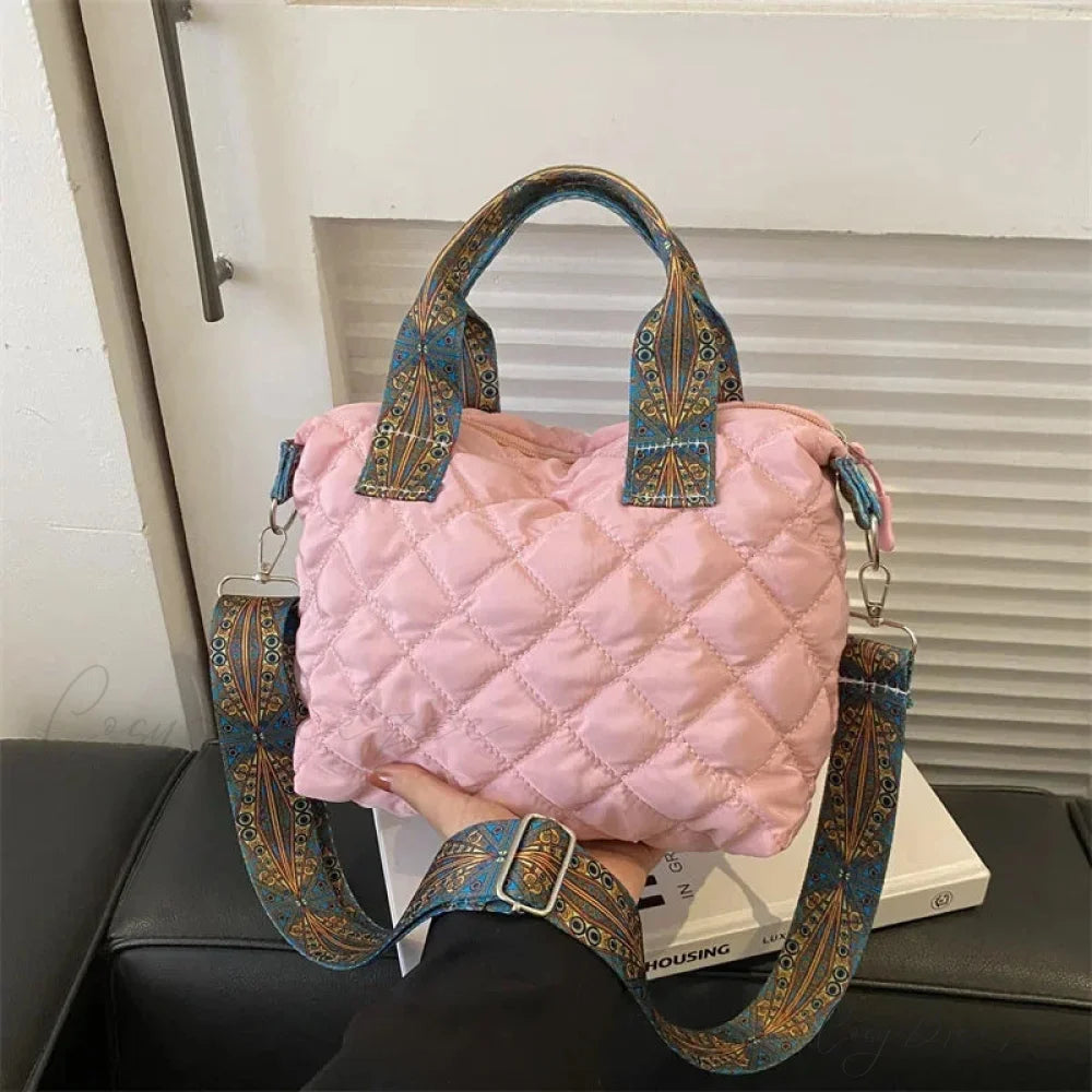 Wide Shoulder Belt Large Capacity Shopping Handbag Pink / 22.5x10.5x19.5cm handbag-250126