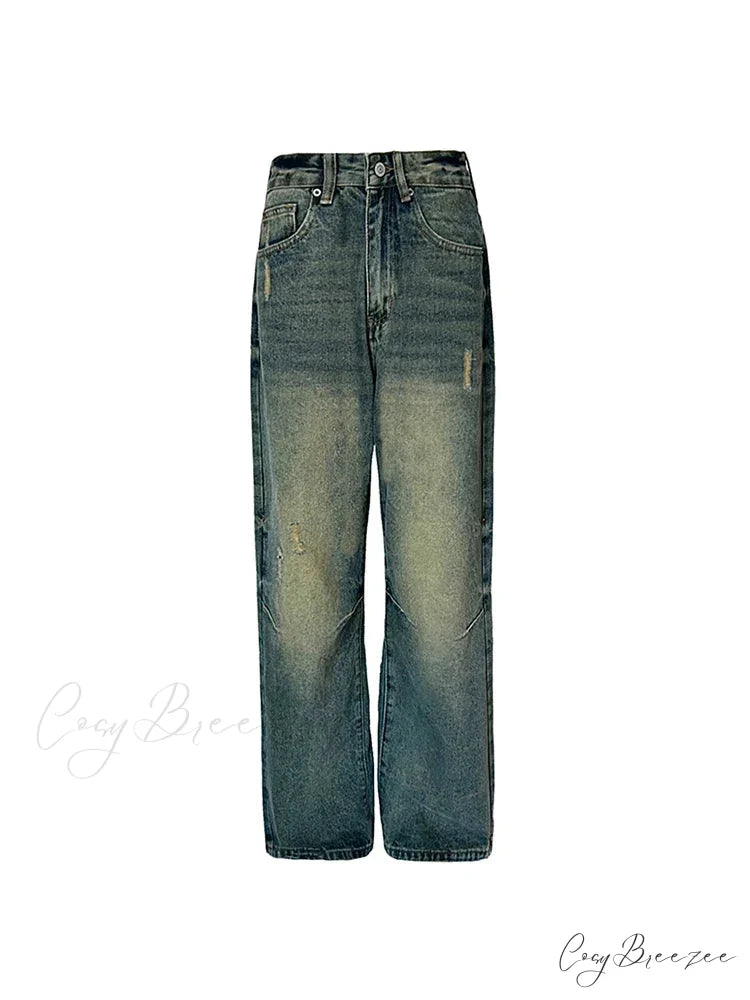 Wide Y2k Vintage Baggy Distressed Streetwear Denim Jean BLUE / XS