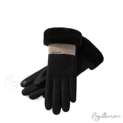 Windproof Thermal Cashmere Winter Christmas Glove Black