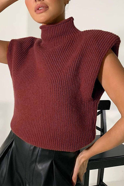 Neck Mock Sleeveless Sweater