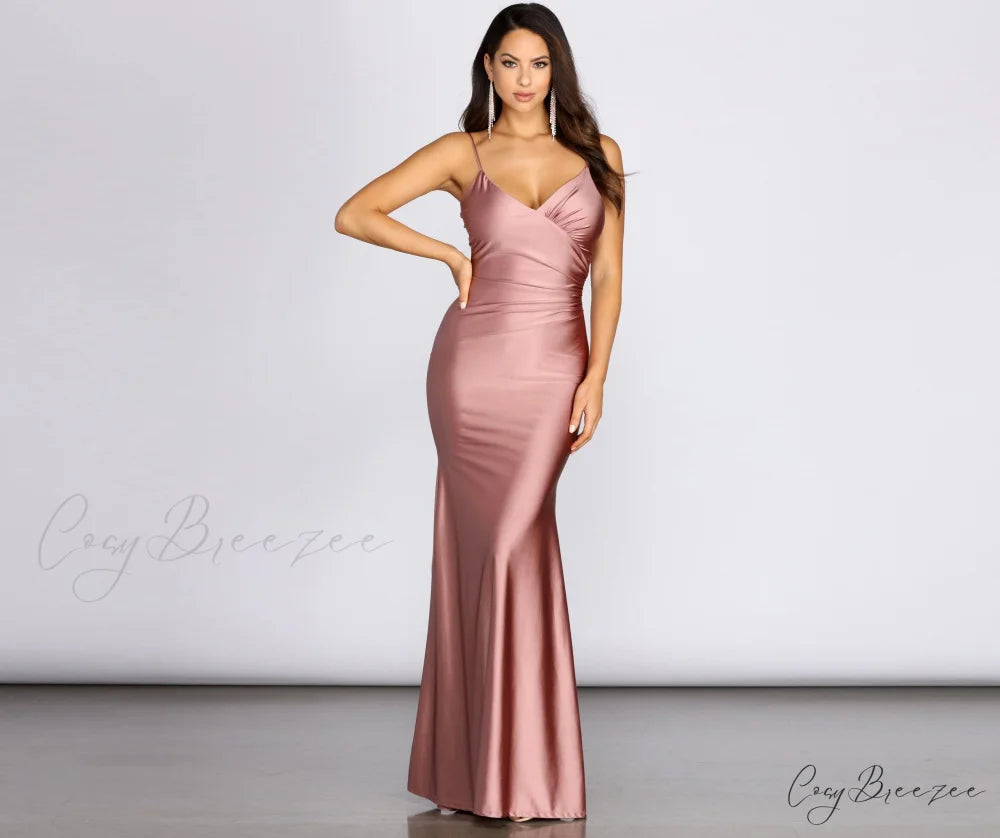 Winta Ruched Stylish Mermaid Dress MAUVE / S
