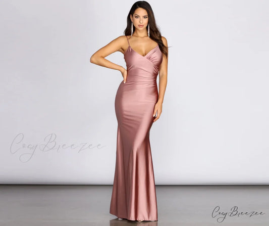 Winta Ruched Stylish Mermaid Dress MAUVE / S