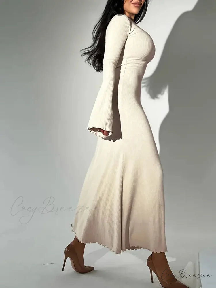 Winter Bodycon Dress with Squared Neckline