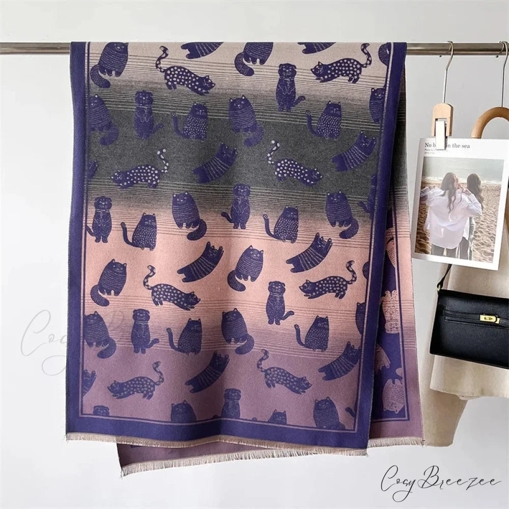 Winter Cashmere Cat Pashmina Scarf scarf-241228