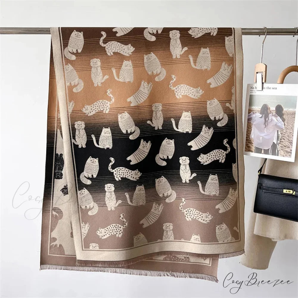 Winter Cashmere Cat Pashmina Scarf scarf-241228