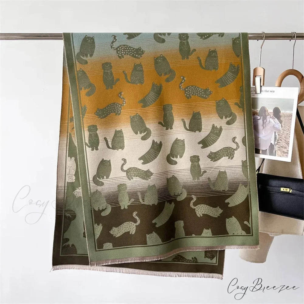 Winter Cashmere Cat Pashmina Scarf scarf-241228