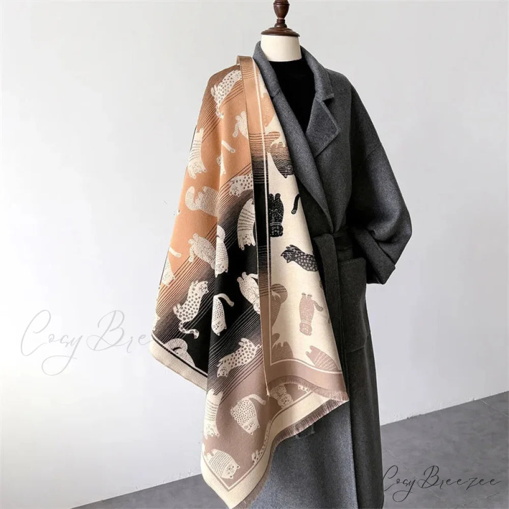 Winter Cashmere Cat Pashmina Scarf scarf-241228
