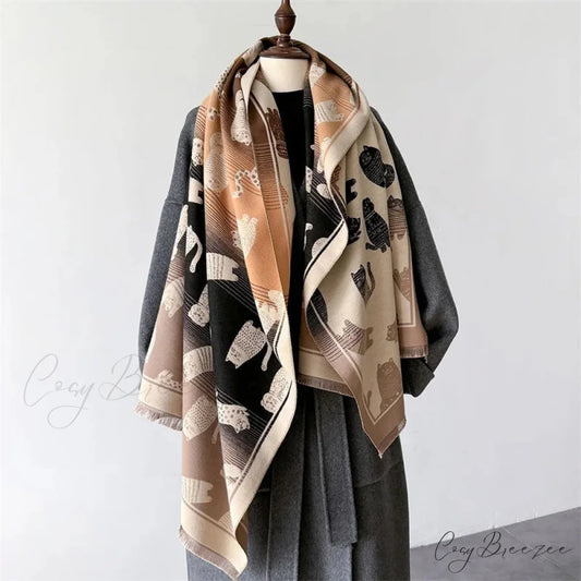 Winter Cashmere Cat Pashmina Scarf orange 1 scarf-241228