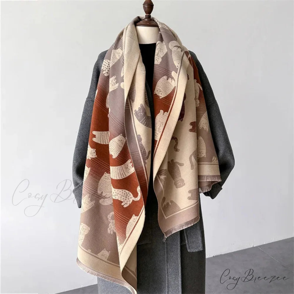 Winter Cashmere Cat Pashmina Scarf red 1 scarf-241228