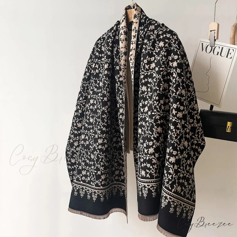 Winter Cashmere Floral Print Pashmina Scarf scarf-241228