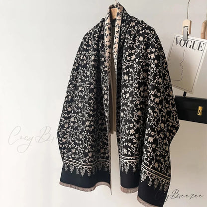 Winter Cashmere Floral Print Pashmina Scarf scarf-241228