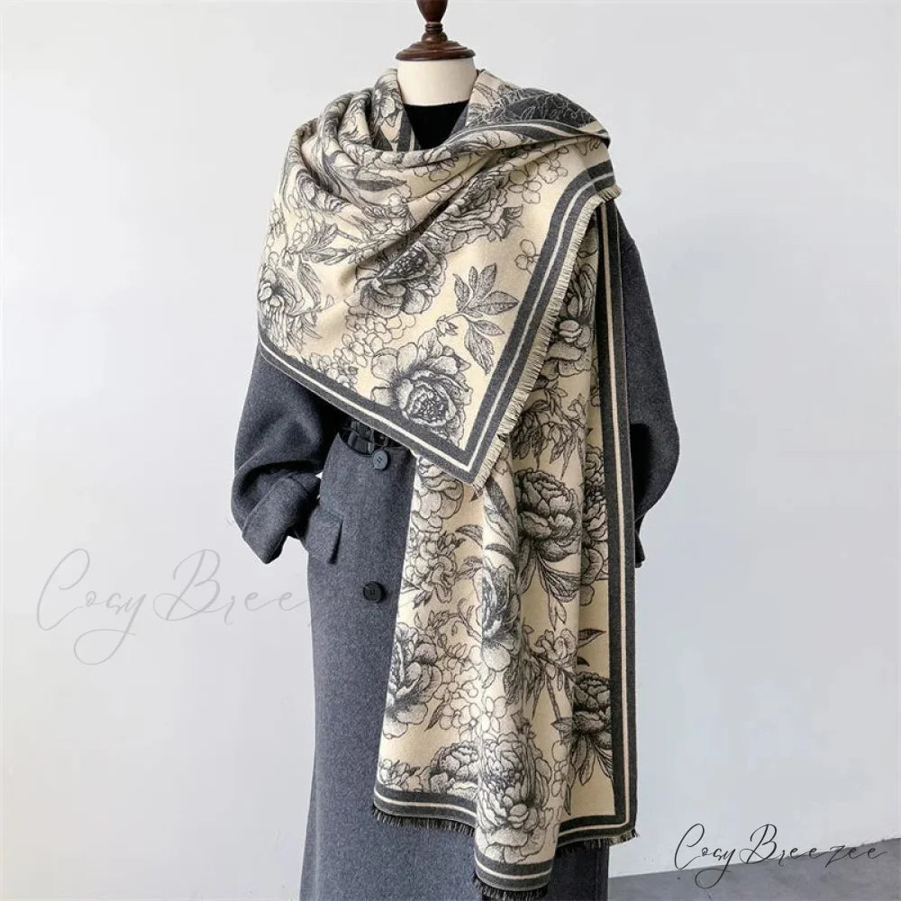 Winter Cashmere Pashmina Shawl Scarf blcak3 scarf-241228