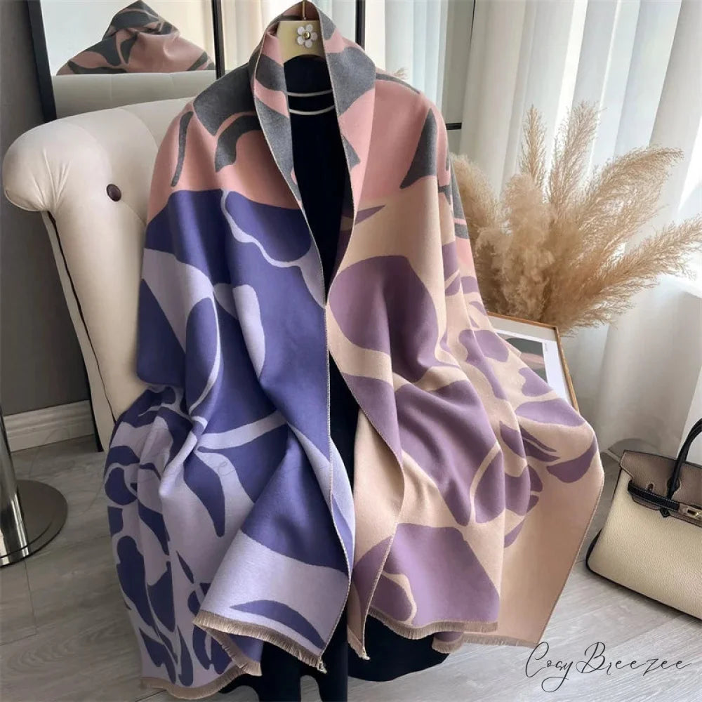 Winter Cashmere Poncho Blanket Scarf scarf-241228