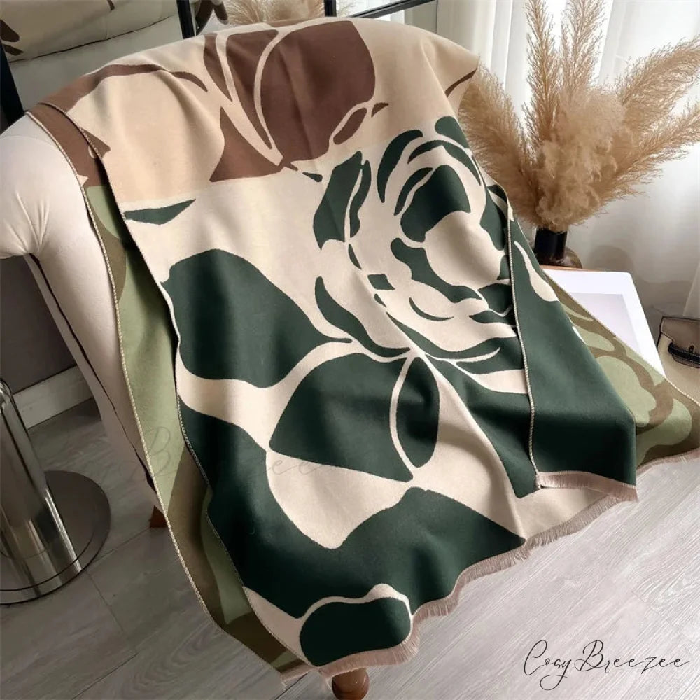 Winter Cashmere Poncho Blanket Scarf black 1 scarf-241228