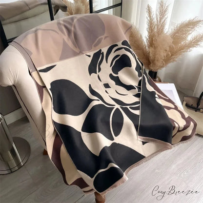 Winter Cashmere Poncho Blanket Scarf black scarf-241228