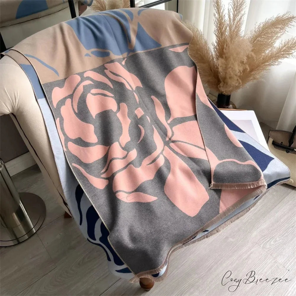 Winter Cashmere Poncho Blanket Scarf grey scarf-241228