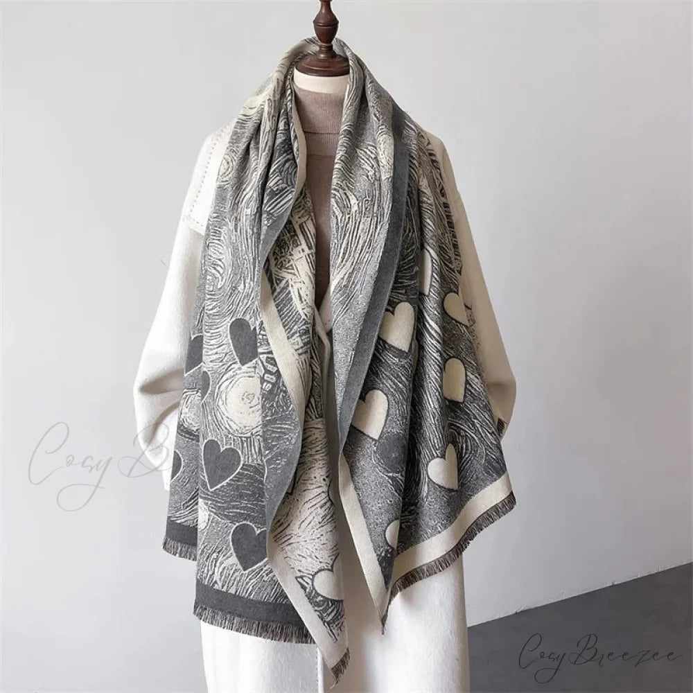 Winter Cashmere Shawl Wrap Scarf black 1 scarf-241228