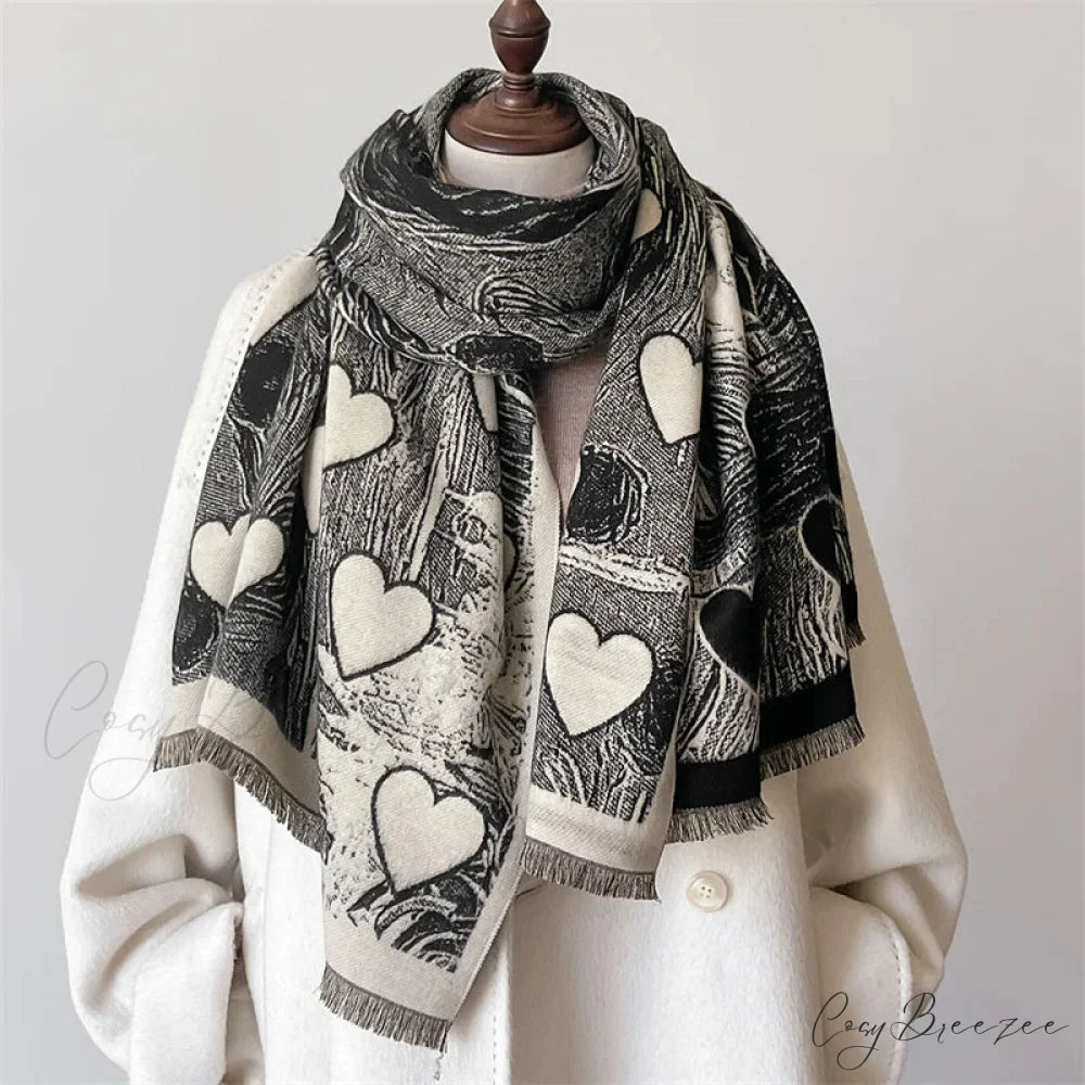 Winter Cashmere Shawl Wrap Scarf black 2 scarf-241228