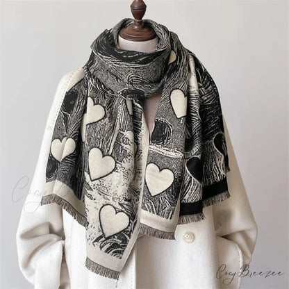 Winter Cashmere Shawl Wrap Scarf black 2 scarf-241228