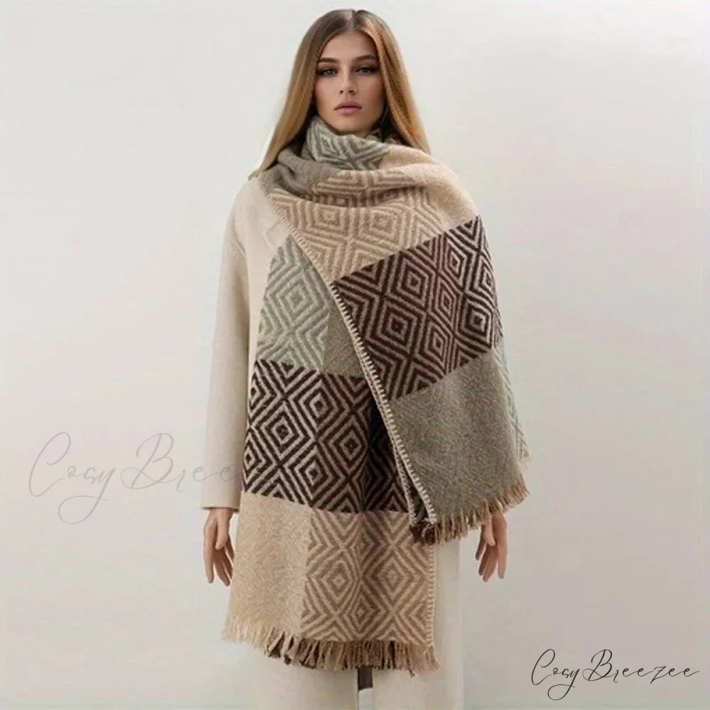 Winter Houndstooth Cashmere Scarf Color1 / 65x200cm scarf-241228