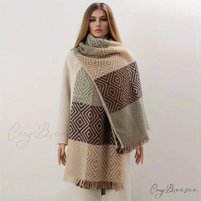 Winter Houndstooth Cashmere Scarf Color1 / 65x200cm scarf-241228
