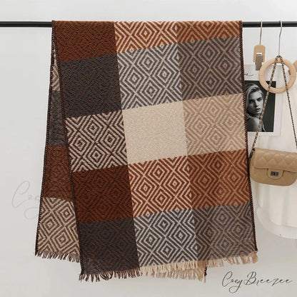 Winter Houndstooth Cashmere Scarf Color12 / 65x200cm scarf-241228