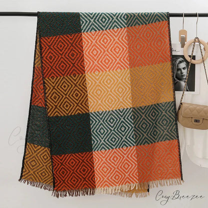 Winter Houndstooth Cashmere Scarf Color2 / 65x200cm scarf-241228