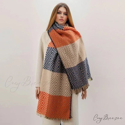 Winter Houndstooth Cashmere Scarf Color3 / 65x200cm scarf-241228