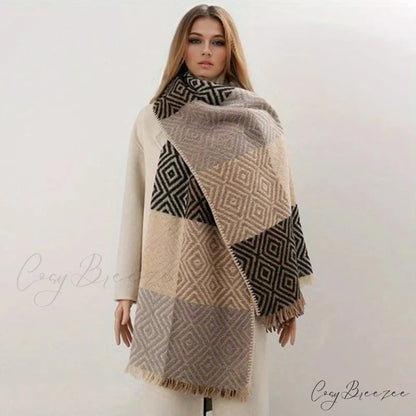 Winter Houndstooth Cashmere Scarf Color9 / 65x200cm scarf-241228