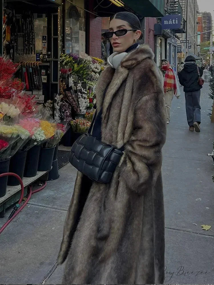 Winter Lapel Loose Long Coat black / S coats-241228