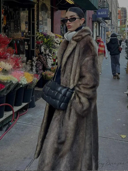 Winter Lapel Loose Long Coat black / S coats-241228