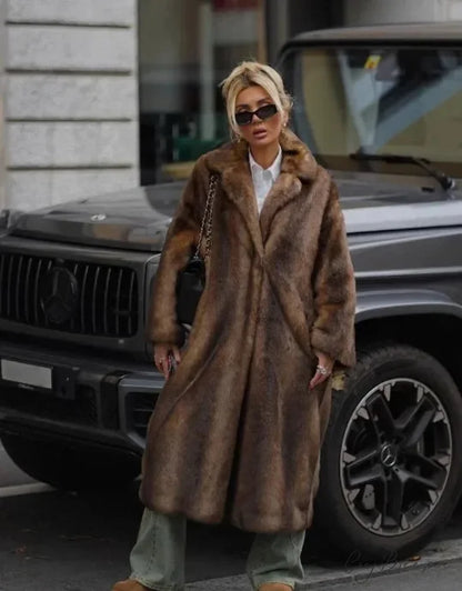 Winter Lapel Loose Long Coat brown / S coats-241228
