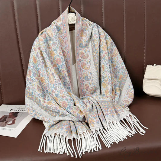 Winter Paisley Cashmere Pashmina Scarf scarf-241228