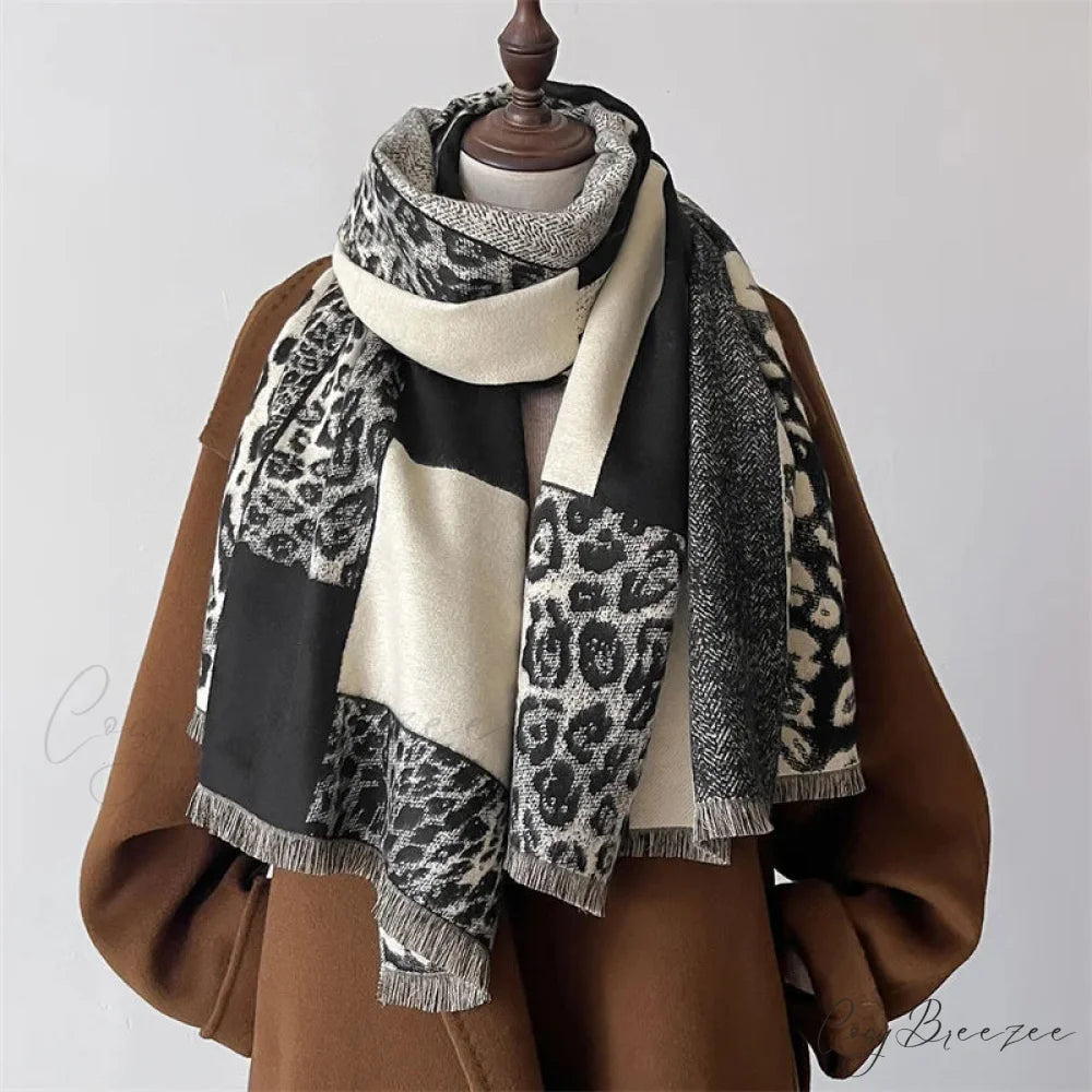 Winter Pashmina Cashmere Blanket Scarf black2 scarf-241228