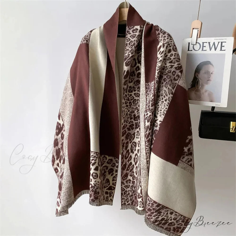 Winter Pashmina Cashmere Blanket Scarf brown1 scarf-241228