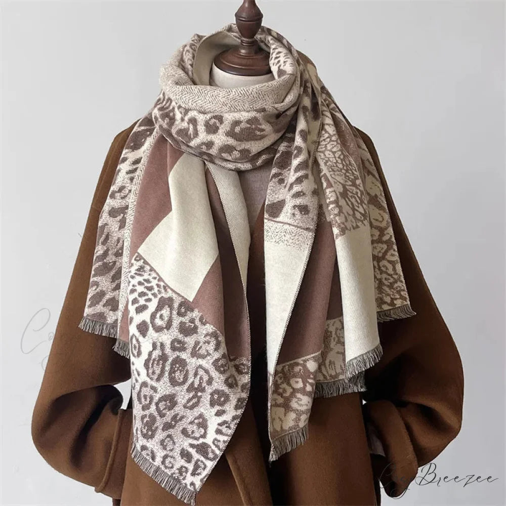 Winter Pashmina Cashmere Blanket Scarf brown2 scarf-241228