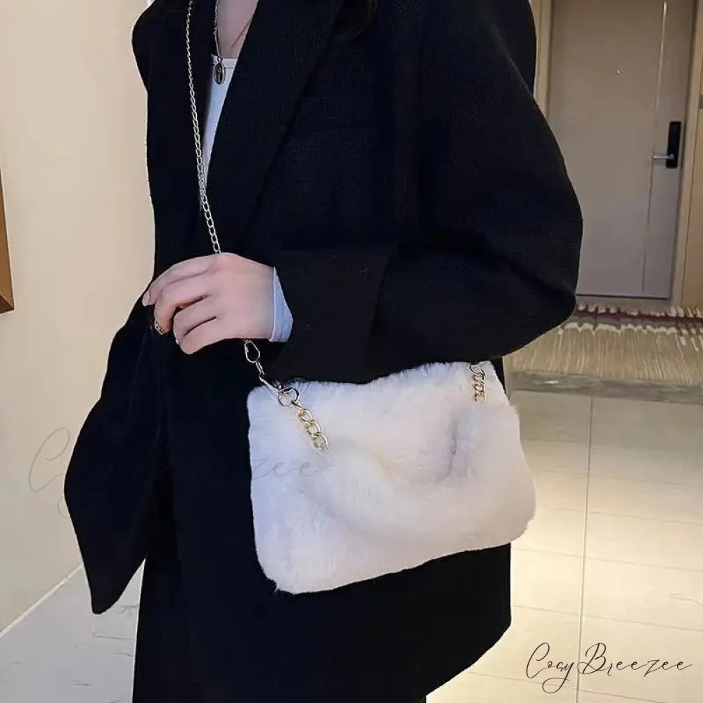 Winter Plush Fluffy Small Square Crossbody Handbag handbag-250126