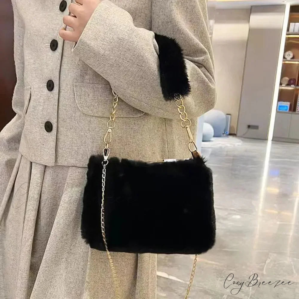 Winter Plush Fluffy Small Square Crossbody Handbag handbag-250126