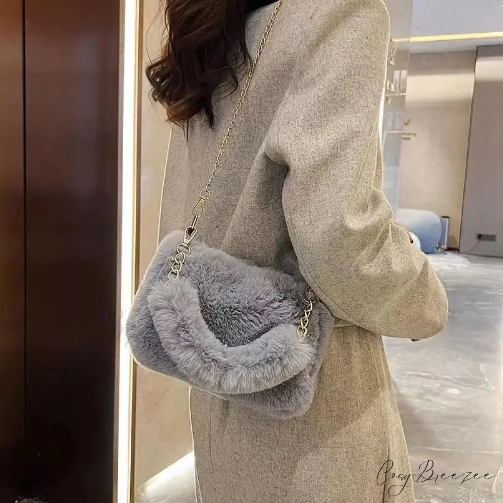 Winter Plush Fluffy Small Square Crossbody Handbag handbag-250126
