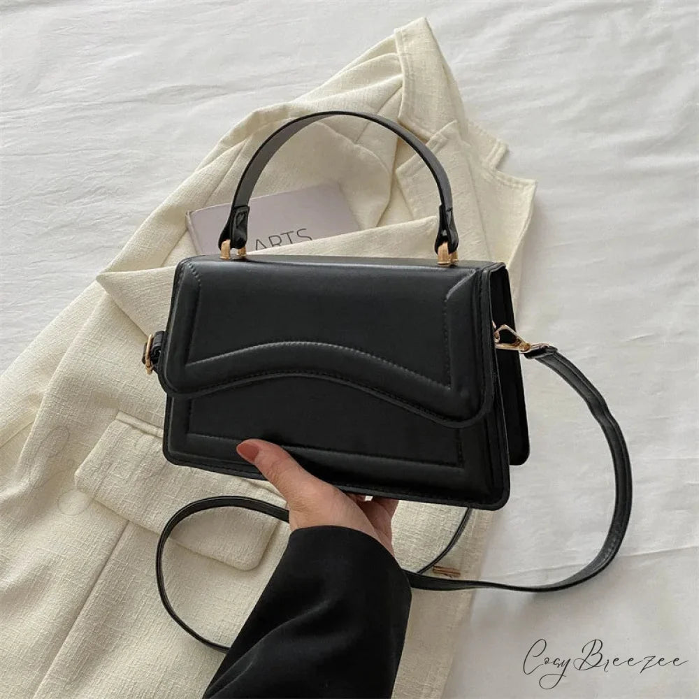 Winter Plush Small Square Crossbody Handbag Black handbag-250126