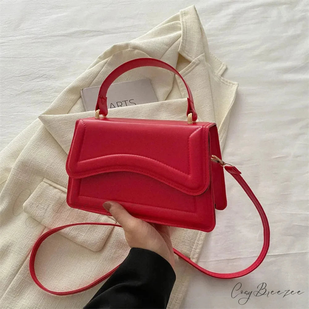 Winter Plush Small Square Crossbody Handbag RoseRed handbag-250126