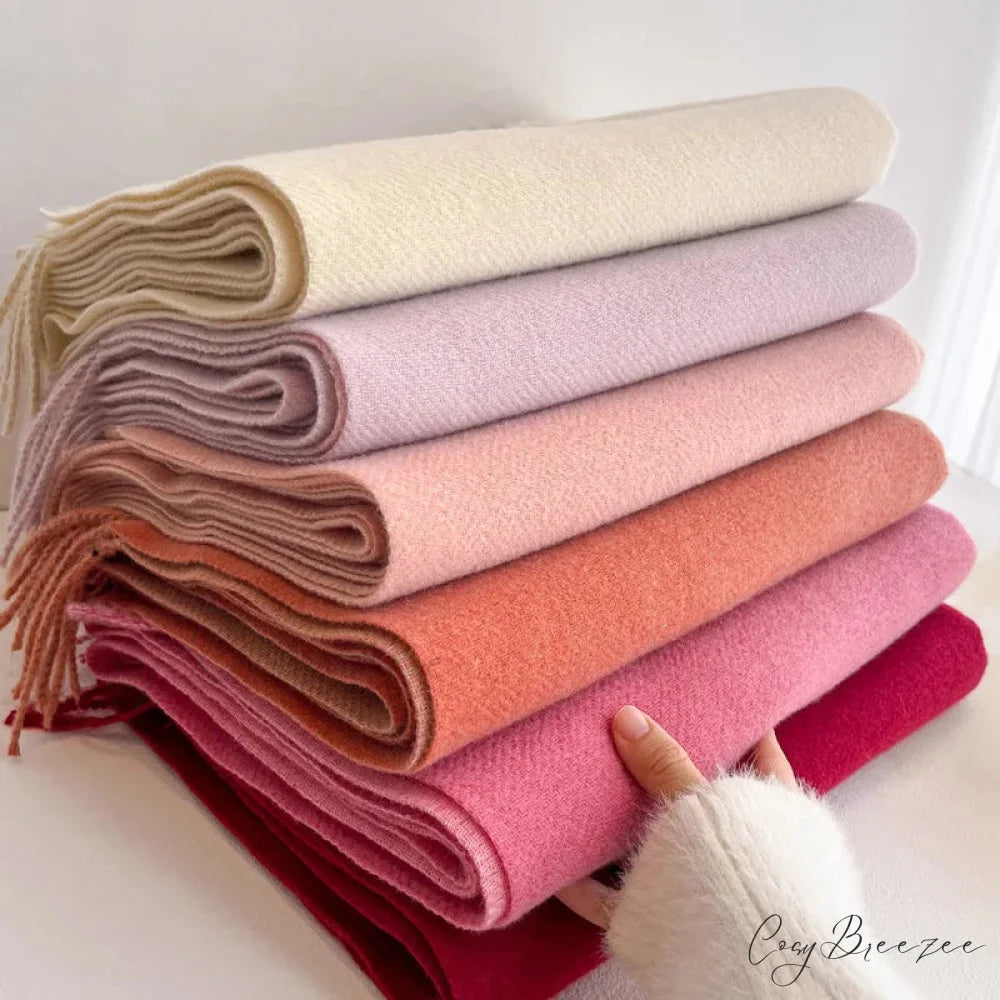 Winter Poncho Shawl Solid Print Cashmere Scarf scarf-241228