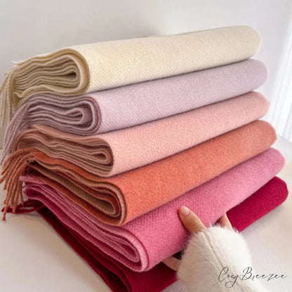 Winter Poncho Shawl Solid Print Cashmere Scarf scarf-241228