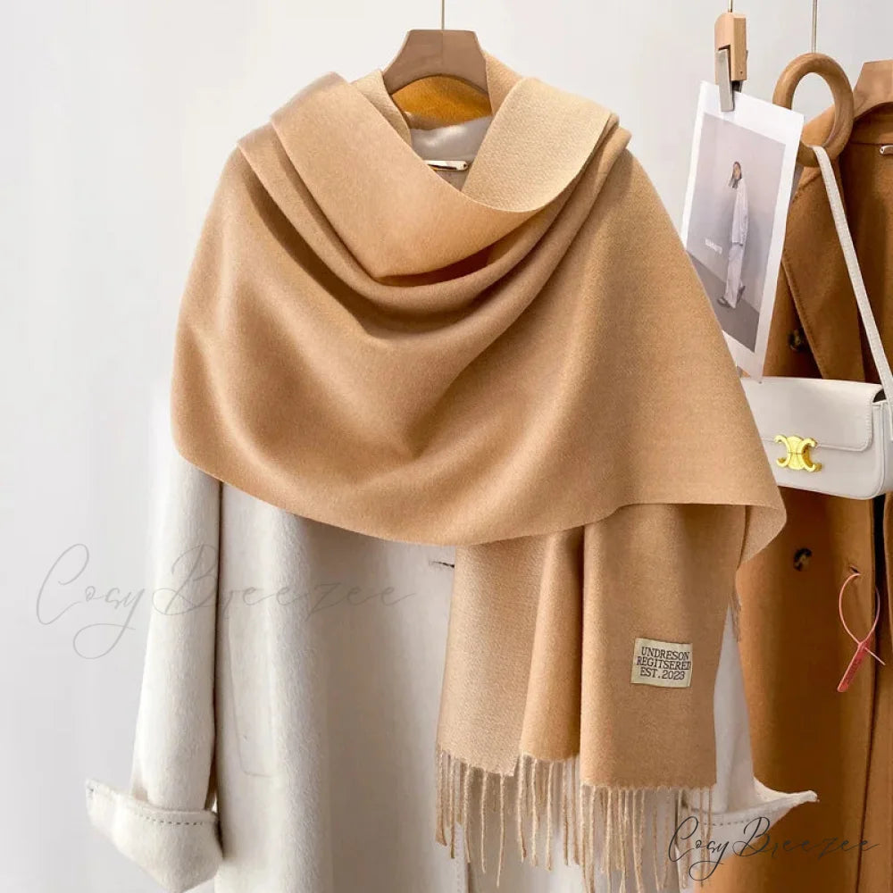 Winter Poncho Shawl Solid Print Cashmere Scarf Color01 / 200x70cm scarf-241228