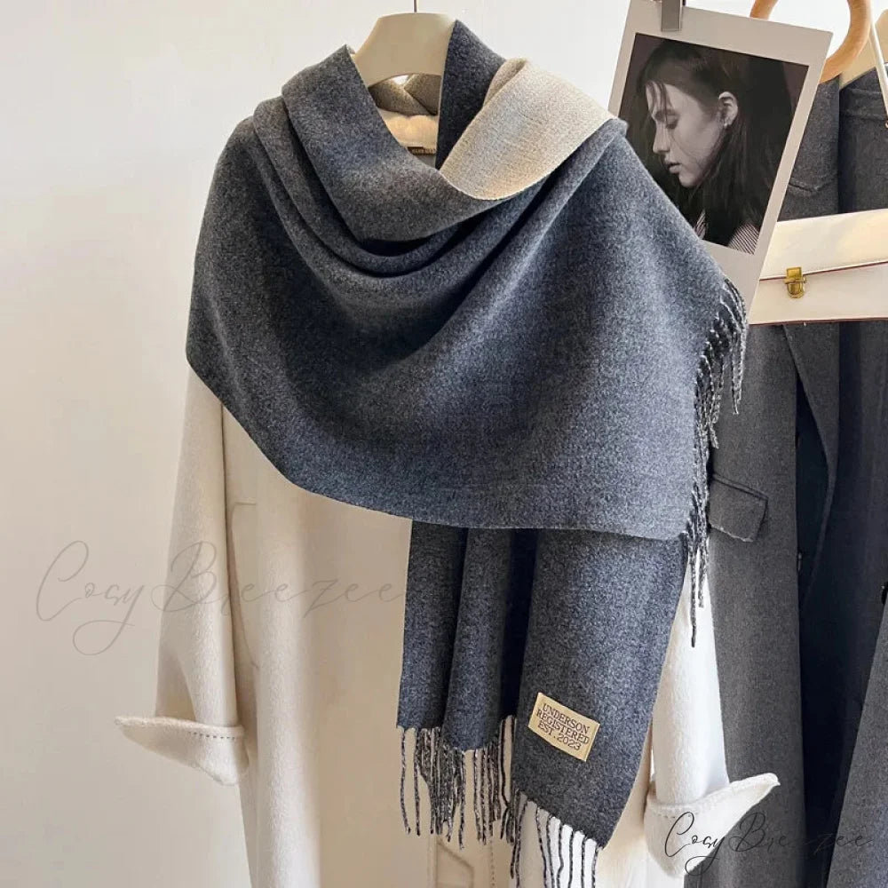Winter Poncho Shawl Solid Print Cashmere Scarf Color03 / 200x70cm scarf-241228